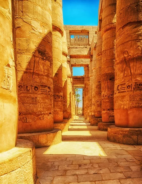 Luxor tapınakları (antik Thebes) büyük Hipostil Salonu'nda. C — Stok fotoğraf