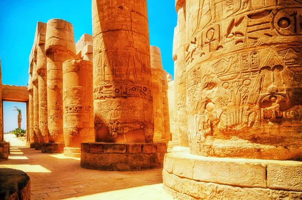 Grande Hypostyle Hall Nuvens Nos Templos Karnak Antiga Tebas Luxor — Fotografia de Stock