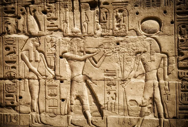 Bas Relief Sur Mur Ancien Temple Karnak Louxor — Photo