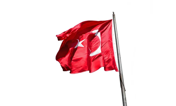 Türkiye Nin Bayrak Beyaz Izole — Stok fotoğraf