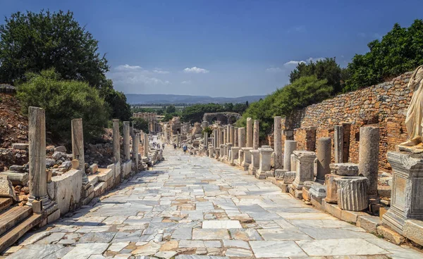 Ruínas antigas em Éfeso Turquia - fundo arqueológico — Fotografia de Stock