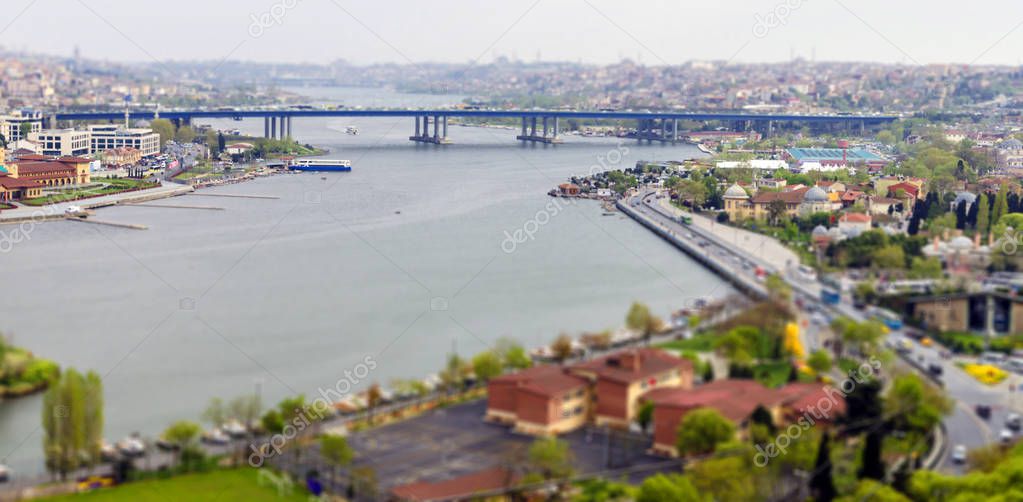 Istanbul aerial view in tilt shift
