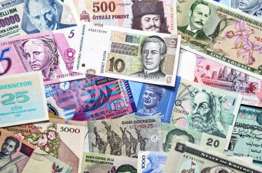 Dünya Banknotlar kolaj ve arka plan