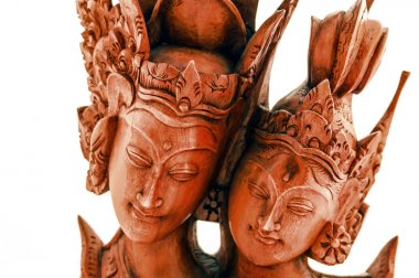 Prens ve Prenses Endonezya ahşap figürü