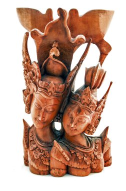 Prens ve Prenses Endonezya ahşap figürü