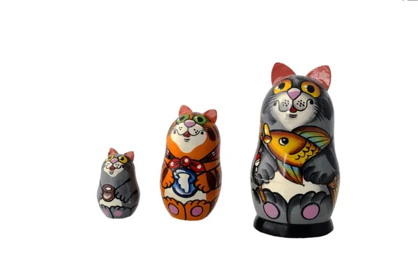 Matryoshka Kat Geïsoleerd Wit — Stockfoto