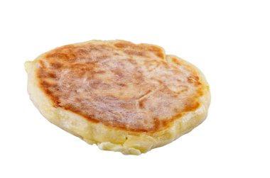 Khachapuri, beyaz arka plan üzerinde izole. Khachapuri Gürcistan'daki bir ulusal un yemektir.