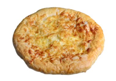 Khachapuri, beyaz arka plan üzerinde izole. Khachapuri Gürcistan'daki bir ulusal un yemektir.