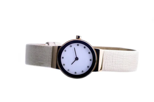 Mulher Relógios Isolados Whit — Fotografia de Stock