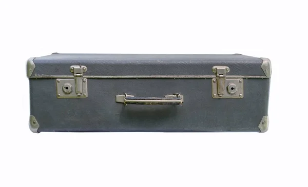 The vintage grey suitcase isolated on white — Stock Photo, Image