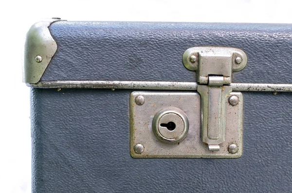 Uma fechadura da mala cinzenta vintage — Fotografia de Stock