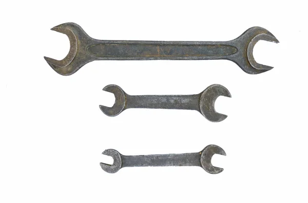 Old wrenches isolated on white background — Stock Photo, Image