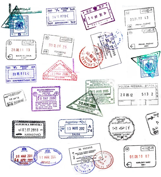 Fondo Viaje Con Diferentes Sellos Pasaporte —  Fotos de Stock