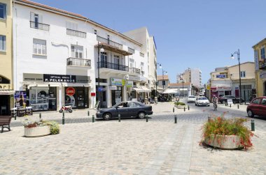 Larnaca, Kıbrıs için St Lazarus Church yakınındaki bir kare