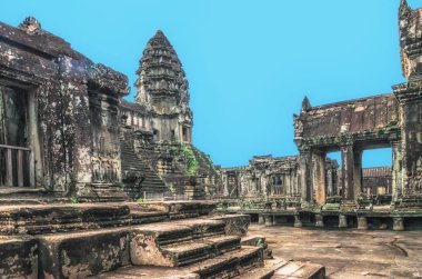 Antik Angkor Wat Tapınağı içinde Siem Reap, Kamboçya