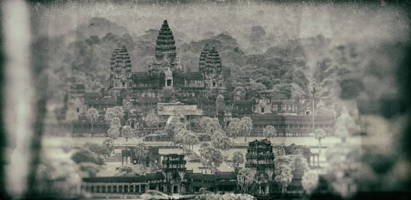 Angkor Wat Vista Aérea Estilo Cámara Vintage Siem Reap Camboya —  Fotos de Stock