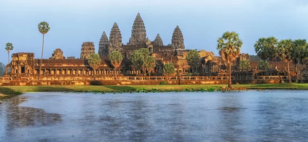 Angkor Wat Ναός Κατά Ηλιοβασίλεμα Siem Συγκεντρώνει Καμπότζη — Φωτογραφία Αρχείου