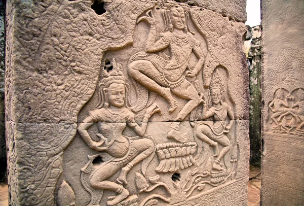 Bajorrelieve Del Templo Bayon — Foto de Stock