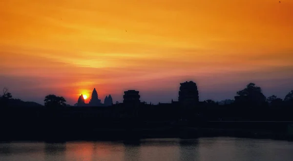 Oszałamiająca Sunrise Pomnikiem Religijne Angkor Wat Angkor Kambodża Największych Świecie — Zdjęcie stockowe