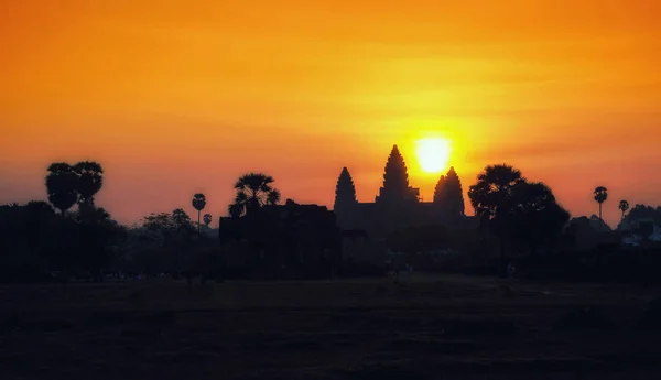 Fantastisk Soluppgång Angkor Wat Siem Reap Kambodja Största Religiösa Monument — Stockfoto