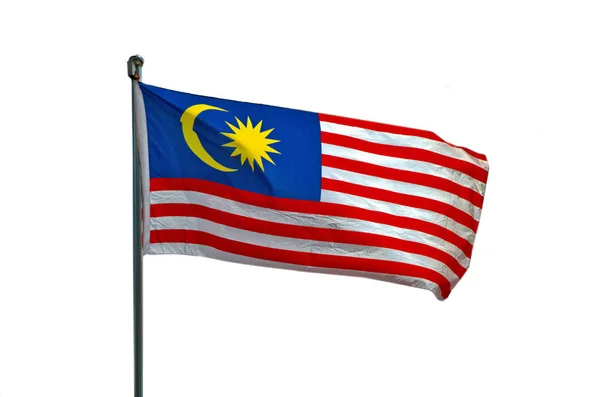 Staatsflagge von Malaysia isoliert auf weißem Grund — Stockfoto