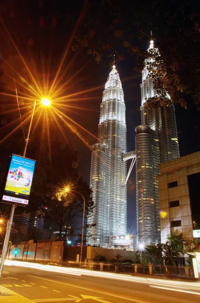 Kuala Lumpur Malaysia Mai 2013 Petronas Zwillingstürme Der Nacht Auf — Stockfoto