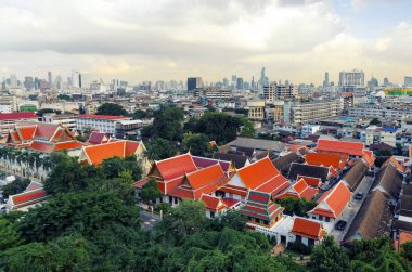 Bangkok panorama üzerinden altın dağ, Tayland