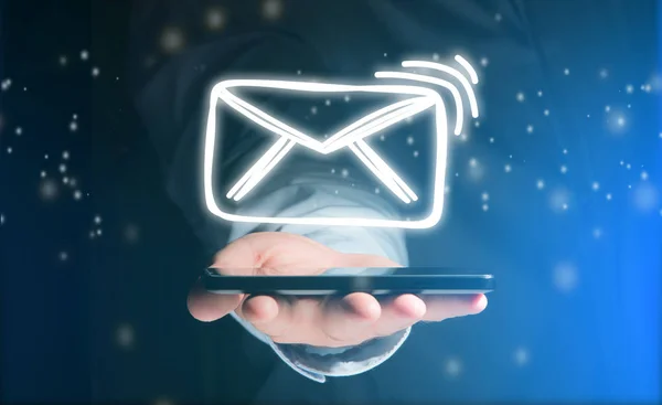 Concept of sending message with smartphone with email icon aroun — Stock Photo, Image