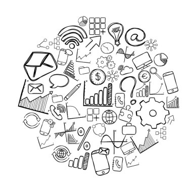 iş el çizilmiş simgeler 