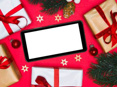 Bir Noel dekor içinde smartphone