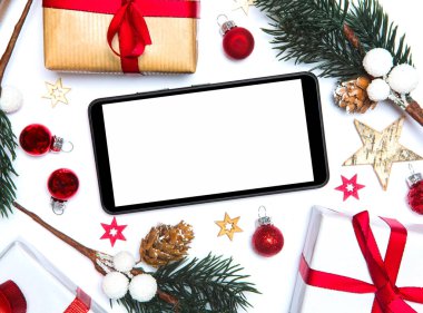 Bir Noel dekor içinde smartphone