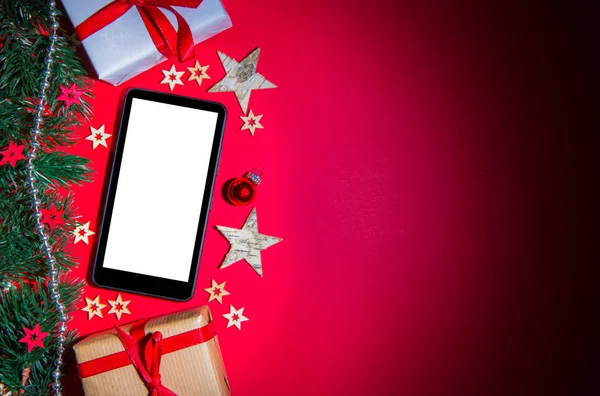 Smartphone i en jul inredning — Stockfoto