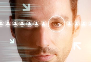 Fütüristik kullanıcı arayüzü ile retina tanıma