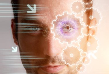 Fütüristik kullanıcı arayüzü ile retina tanıma