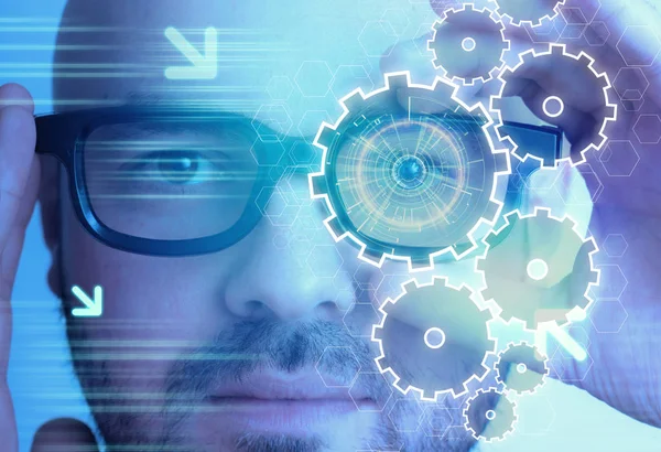 Futuristische Benutzeroberfläche mit Netzhauterkennung — Stockfoto