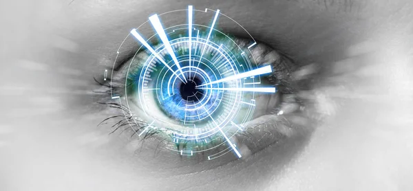 Eye of a woman with digital interface — Stock Photo, Image