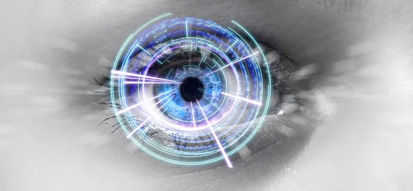 Eye of a woman with digital interface — Stock Photo, Image