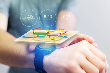 Bir spor smartwatch veri bilgiler ile çalışan arabirimde