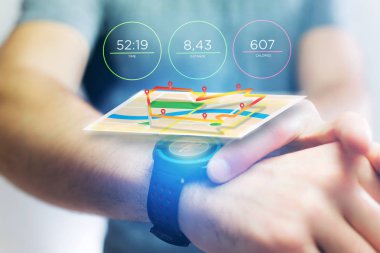 Bir spor smartwatch veri bilgiler ile çalışan arabirimde