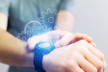 Dişli ayar smartwatch dışarı gidiyor kavramı