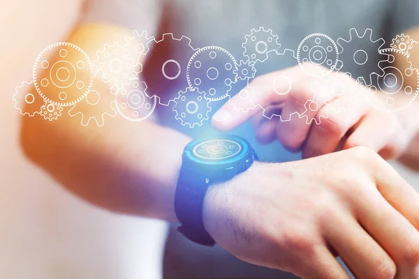 Dişli ayar smartwatch dışarı gidiyor kavramı