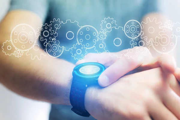 Dişli ayar smartwatch dışarı gidiyor kavramı