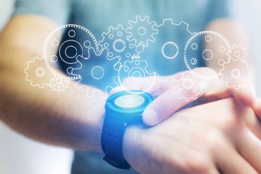 Dişli ayar smartwatch dışarı gidiyor kavramı