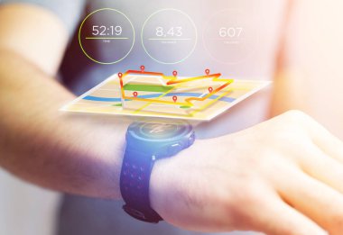 Bir spor smartwatch veri bilgiler ile çalışan arabirimde