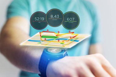 Bir spor smartwatch veri bilgiler ile çalışan arabirimde