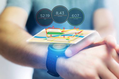 Bir spor smartwatch veri bilgiler ile çalışan arabirimde