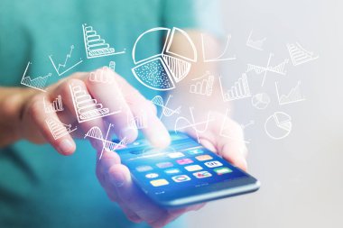 Bir akıllı telefon gidiyor iş simge kavramı