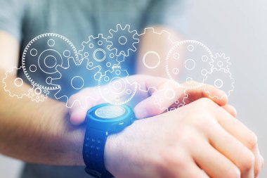 Dişli ayar smartwatch dışarı gidiyor kavramı