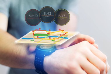 Bir spor smartwatch veri bilgiler ile çalışan arabirimde