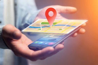 Bir harita - teknoloji kavramı üstünde localization kavramı